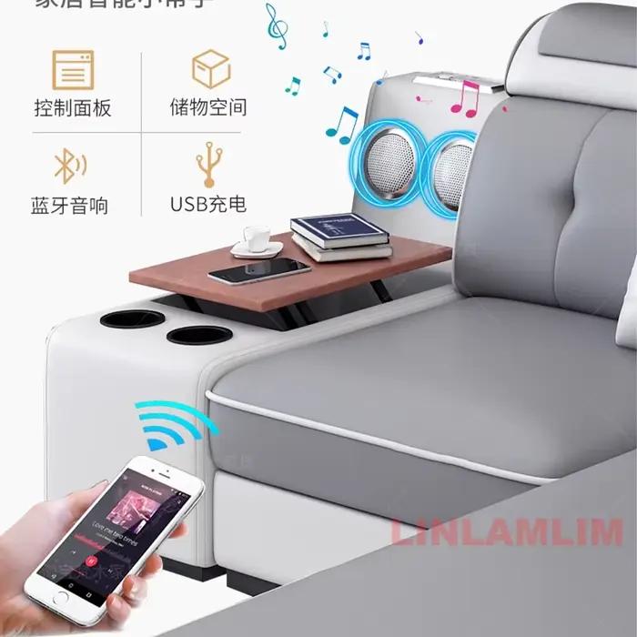Linlamlim Ensemble de canapé sectionnel en tissu scientifique moderne avec chaise longue, haut-parle