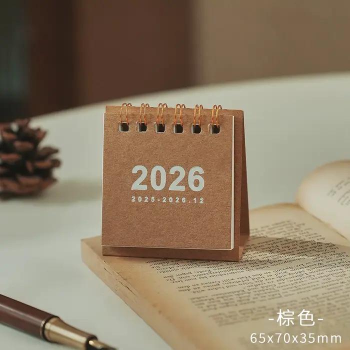 Mini calendrier de bureau Portable 2026, Plan d'enregistrement d'ornement de bureau de style Muji, p