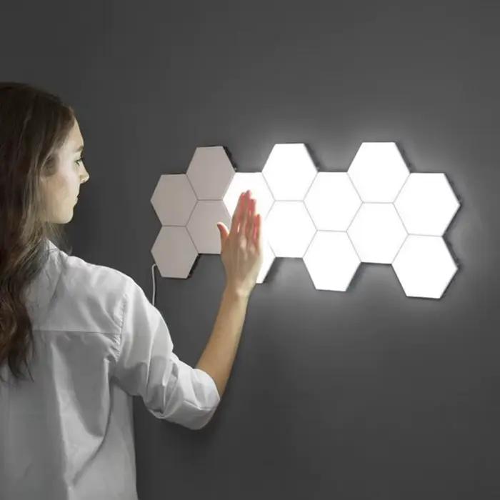 Lampe murale quantique LED modulaire tactile, éclairage Hexagonal, veilleuse magnétique, décoration 