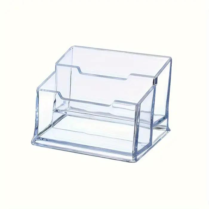 Porte-cartes de visite en acrylique, 2 emplacements pour cartes, présentoir et sac de rangement pour