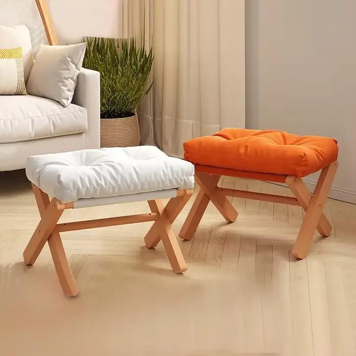 Petit Tabouret Ménager Court en Bois Massif, Table Basse de Salon, Petit Banc, Pieds de Canapé, Supp