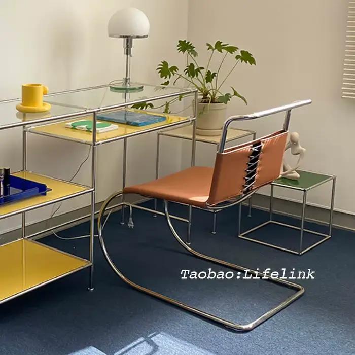 MOMO – chaise de bureau Bauhaus moderne et Simple, Support arrière en acier inoxydable, chaise de sa