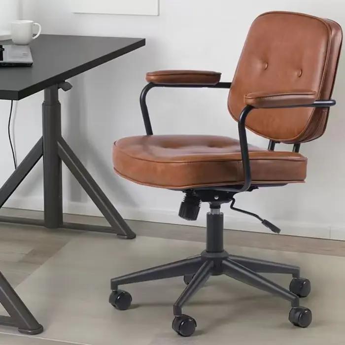 Chaise de Bureau à Dossier Simple avec Cadre en Acier, Fauteuil pour Ordinateur à Domicile, Bureau, 