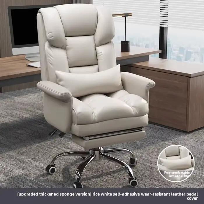 Chaise de bureau exécutive en cuir, ergonomique et confortable, inclinable, pour postes de travail à