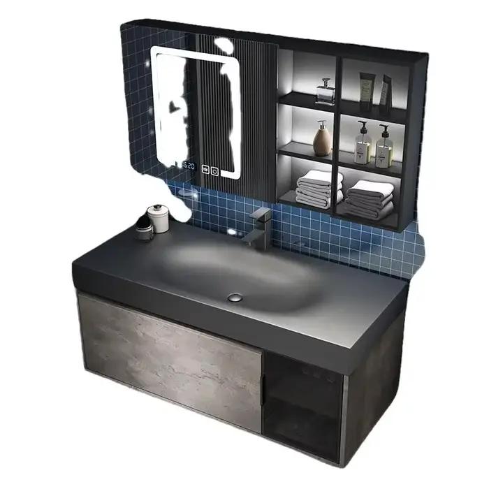 HOCabinet-Armoire à Miroir Intelligente Moderne, Lavabo Intégré, Armoire avec Évier