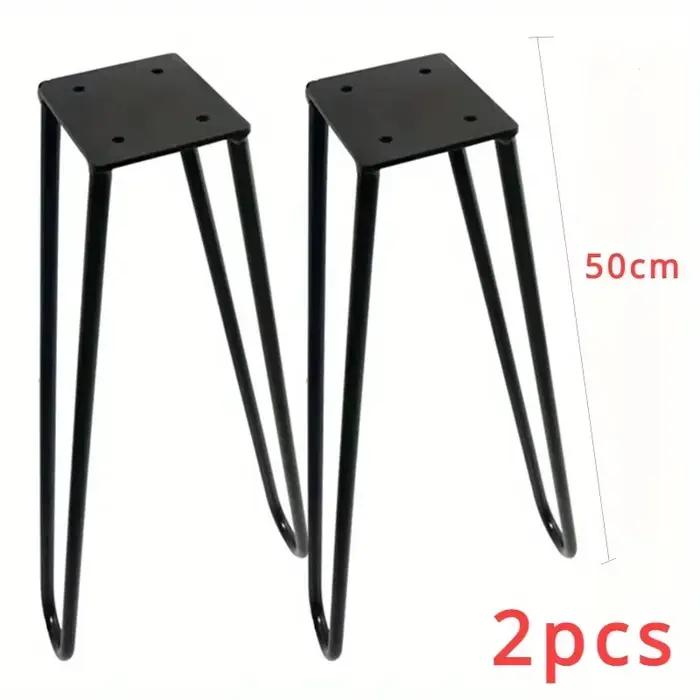 1 ensemble/2 pièces de pieds de meuble pliables en métal de 50 cm avec patins en caoutchouc pour tab