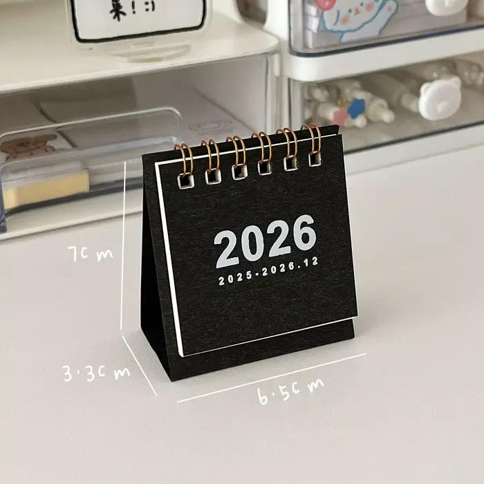 Mini calendrier de bureau Simple 2026 – Calendrier créatif à relié en spirale pour la décoration de 