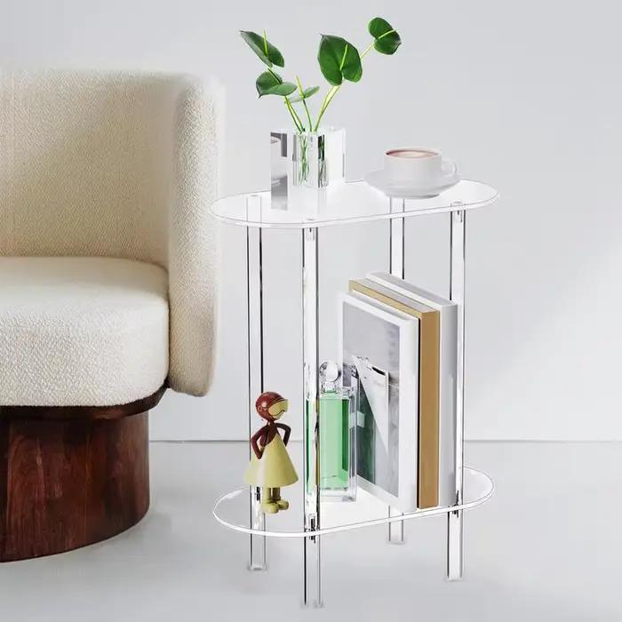 Table de canapé latérale transparente, Table auxiliaire, armoire de rangement en acrylique, tables d