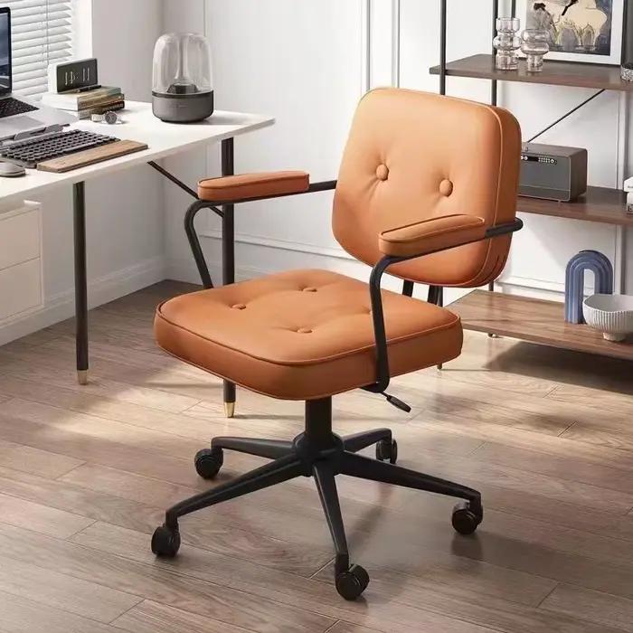 Chaise de Bureau à Dossier Simple avec Cadre en Acier, Fauteuil pour Ordinateur à Domicile, Bureau, 