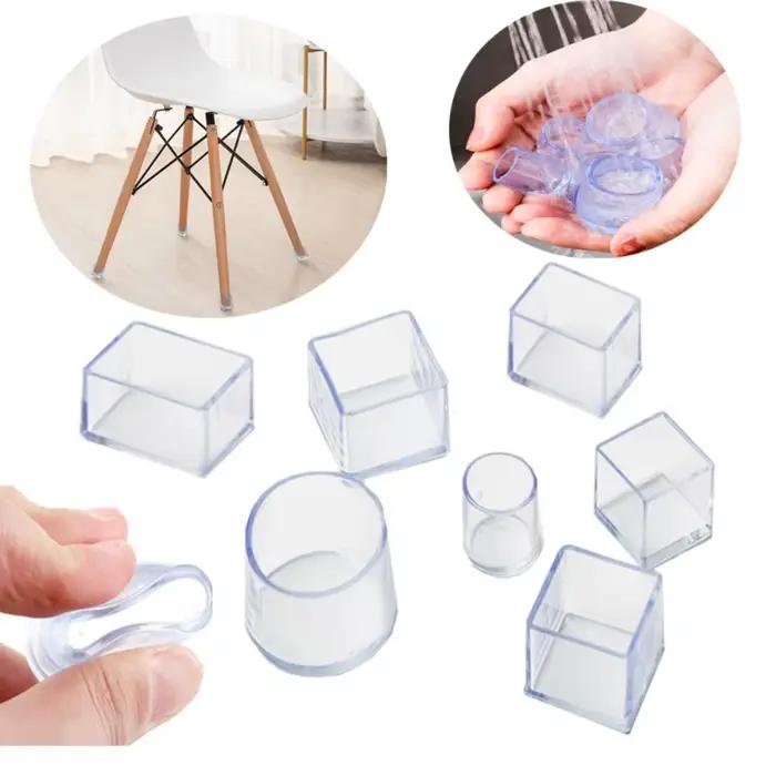 Pieds de Chaise Antidérapants en PVC, Couvre-Pieds de Meubles Carrés, Ronds, Silencieux et Résistant