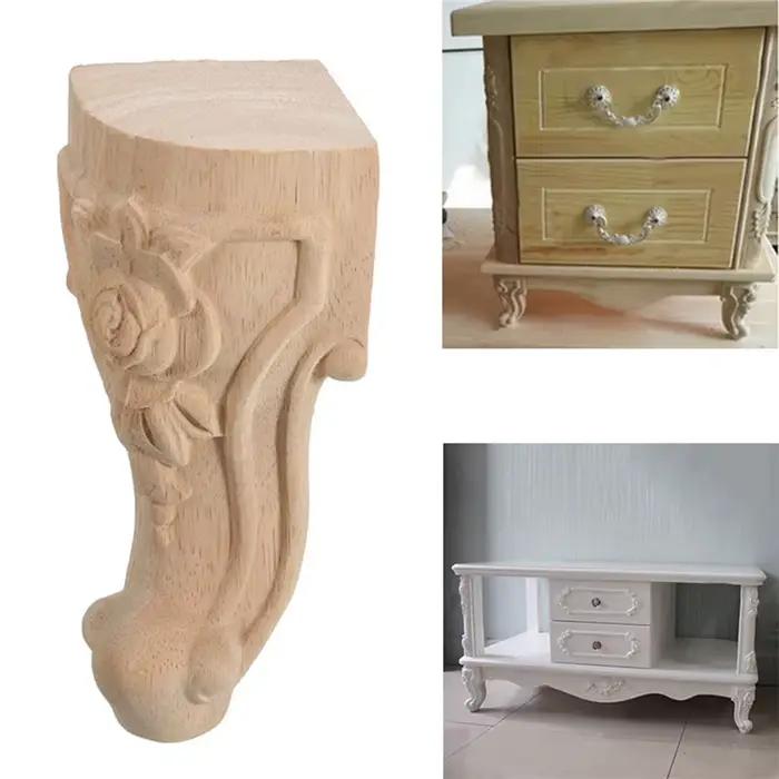 Pieds de meubles sculptés en bois massif de Style européen, 4 pièces, pieds de siège de meuble TV, a