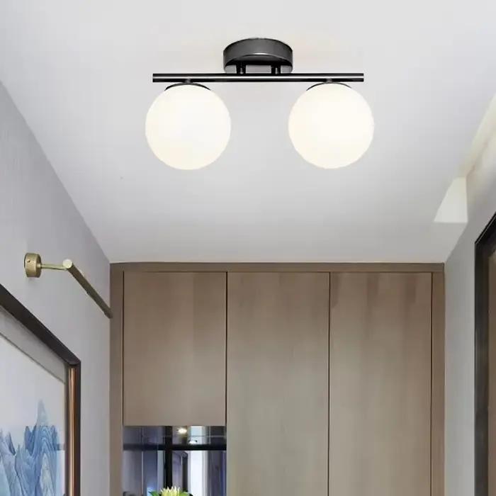 Lampe murale LED G9/E27, plafonnier en verre blanc laiteux, lumière dorée et noire pour couloir et p