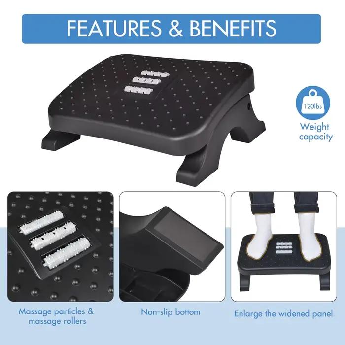Repose-pieds ergonomique sous le bureau, avec rouleaux de Massage, charge maximale de 120lb, repose-