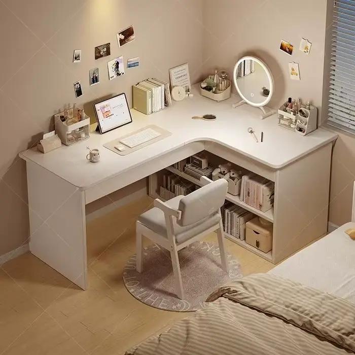 Bureau d'ordinateur, bureau à domicile, bureau de chambre, bibliothèque intégrée, bureau d'angle mul
