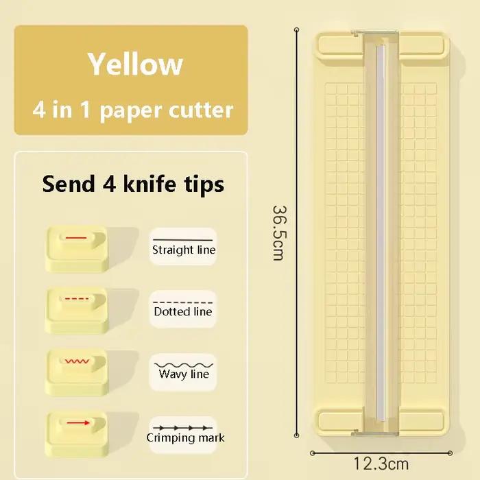 1 coupe-papier manuel 4-en-1 bidirectionnel, avec 4 têtes de coupe offertes, idéal pour les écoles, 