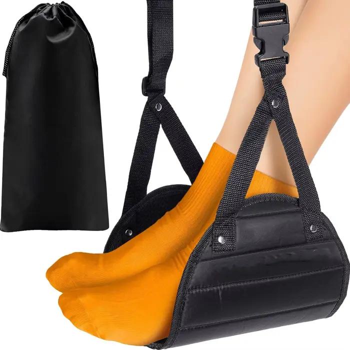 Hamac de pied réglable pour le voyage, la voiture, le repos d'avion, suspension de bureau, coussin d