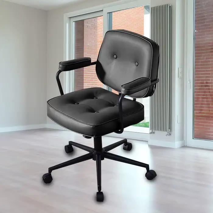 Chaise de Bureau à Dossier Simple avec Cadre en Acier, Fauteuil pour Ordinateur à Domicile, Bureau, 