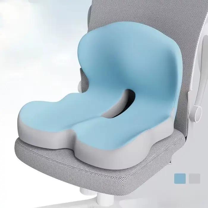 Coussin de siège ergonomique avec dossier, coussin de chaise de bureau doux, de soutien et lavable p