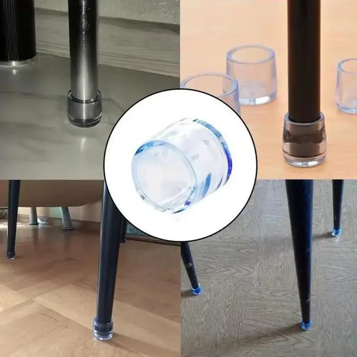 16 pièces de capuchons de pieds de chaise en caoutchouc transparent antidérapants de 16/19/22/25/30 