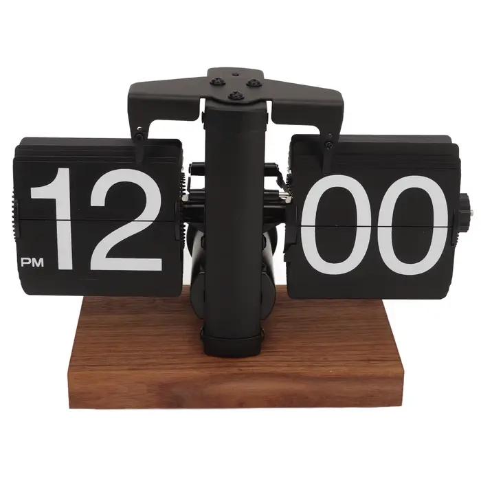 Horloge de bureau à base automatique, horloge vintage à grands chiffres, heure réglable, à piles pou