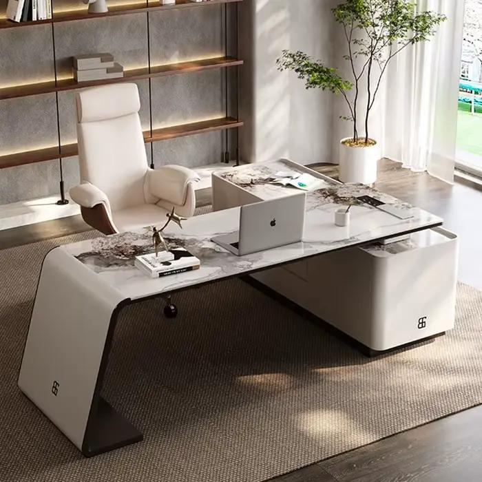 Bureau Exécutif MDNG 1068 en Bois Massif avec Rock Slab Finishing Bureau Multifonctionnel pour Bureau Professionnel Occasions Spéciales