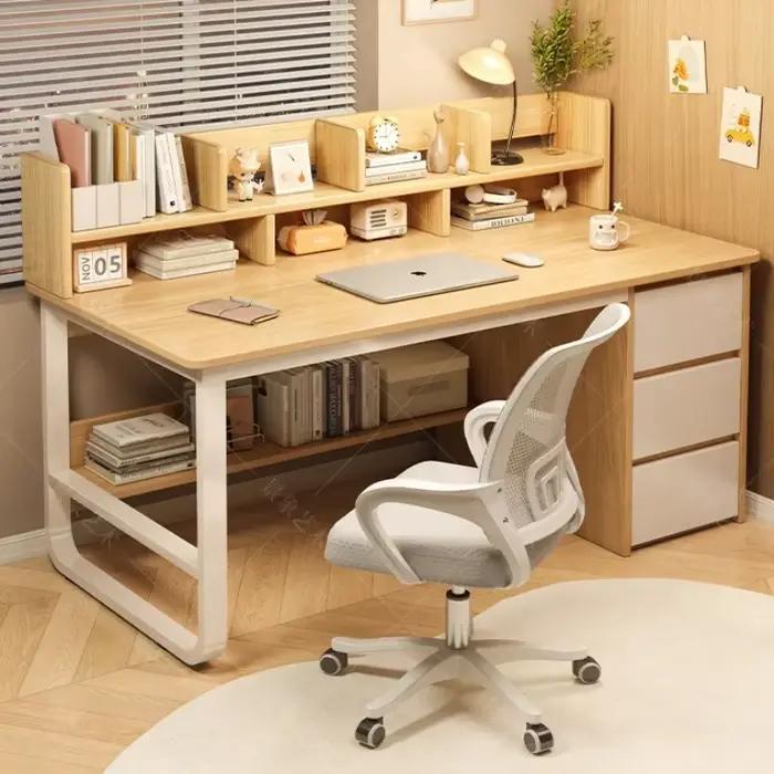 Bureau durable avec étagère intégrée, bureau d'apprentissage multifonctionnel, table et chaise de bureau polyvalentes