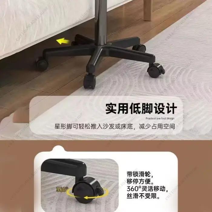 Bureau mobile réglable en hauteur avec roulettes pour bureau d'ordinateur et streaming, adaptable en position debout ou allongé, idéal pour la maison et les espaces de travail flexibles