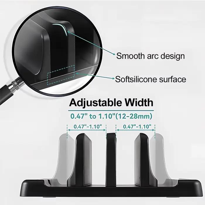 Support vertical pour ordinateur portable en ABS, permettant de gagner de la place sur le bureau, facile à placer, accessoires informatiques, largeur réglable, rangement pour bureau