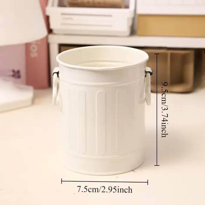 Récipient de rangement de bureau en plastique grande capacité style rétro américain pour pinceaux de maquillage et ornements blanc rose vert