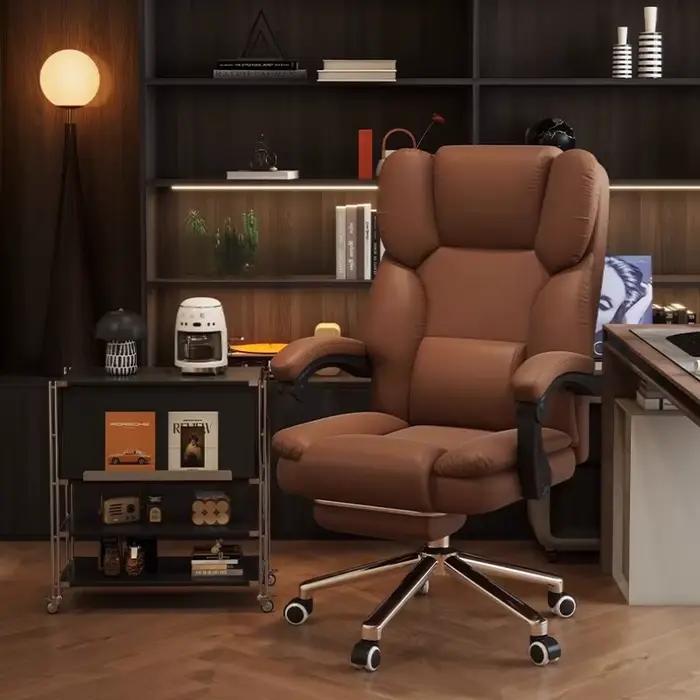Chaise De bureau en cuir à roulettes