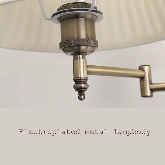 Lampe murale télescopique américaine en tissu et fer