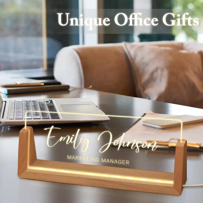 Plaque acrylique personnalisée avec nom de bureau lumineux