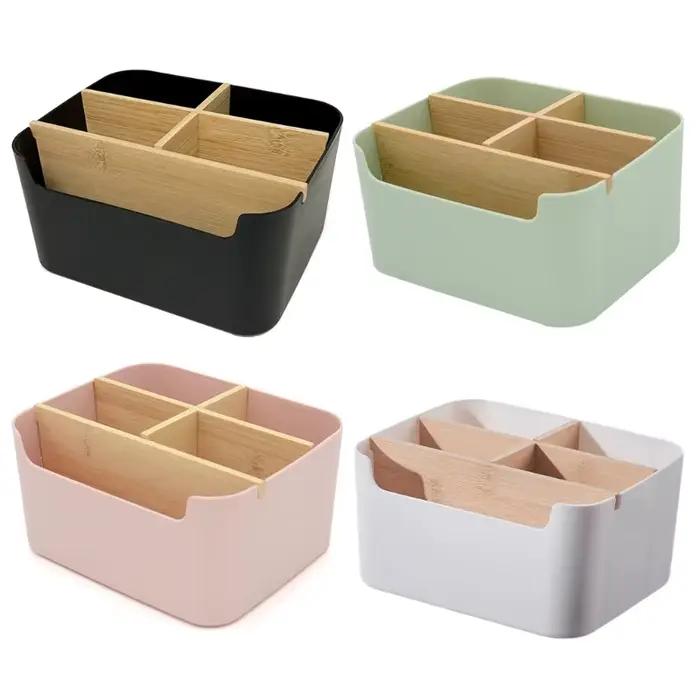 Organisateurs bureau en bois porte-stylo avec 5 compartiments