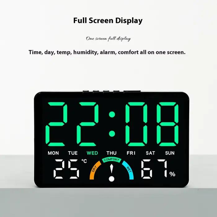 Horloge numérique minimaliste avec moniteur de température et d'humidité