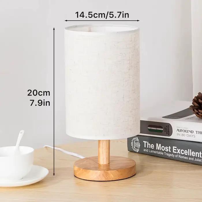Lampe de chevet USB avec abat-jour en bois et tissu pour chambre à coucher, bureau, salon ou cadeau d'occasion spéciale élégante et sophistiquée