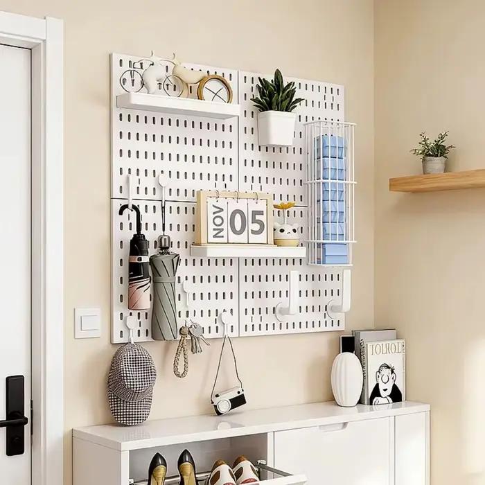 Panneau de rangement mural avec crochets