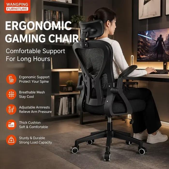 Chaise d'ordinateur, confort d'assise, chaise de bureau, chaise d'étude pour étudiant à domicile, bureau et chaise ergonomiques réglables
