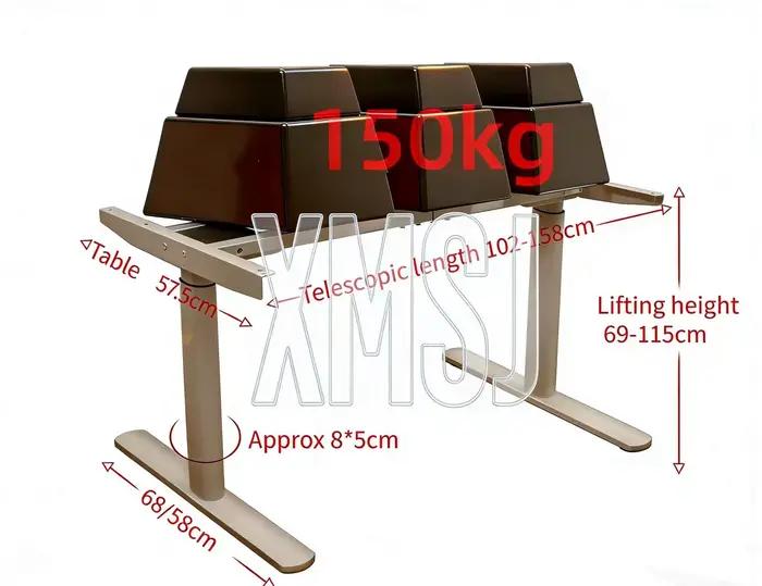 Bureau électrique réglable en hauteur avec double moteur, 2 sections, verrouillage enfant, mémoire de hauteur, silencieux, capacité 150 kg