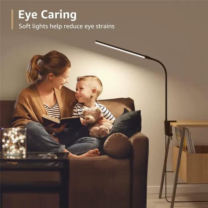 Lampe de bureau DVOLADOR à pince avec 3 modes de couleur et 10 niveaux de luminosité pour soin des yeux et décoration moderne à offrir pour bureau ou intérieur