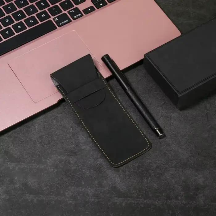 Étui à stylos en cuir Vintage