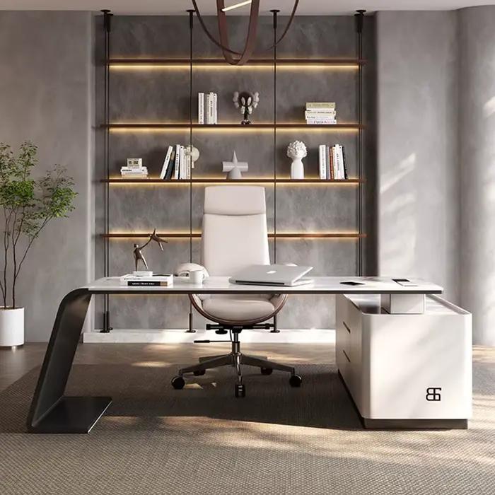 Bureau Exécutif MDNG 1068 en Bois Massif avec Rock Slab Finishing Bureau Multifonctionnel pour Bureau Professionnel Occasions Spéciales