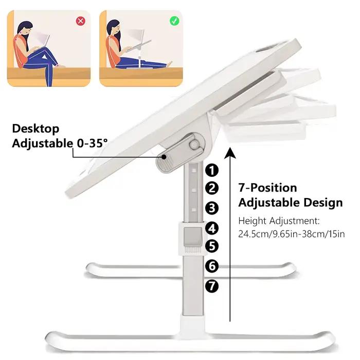 Bureau d'ordinateur pliable et réglable