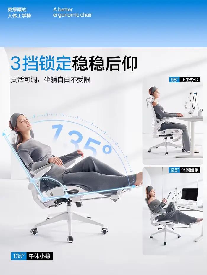 Chaise ergonomique, ordinateur à dossier Double