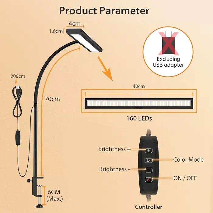 Lampe de bureau LED à col de cygne flexible réglable