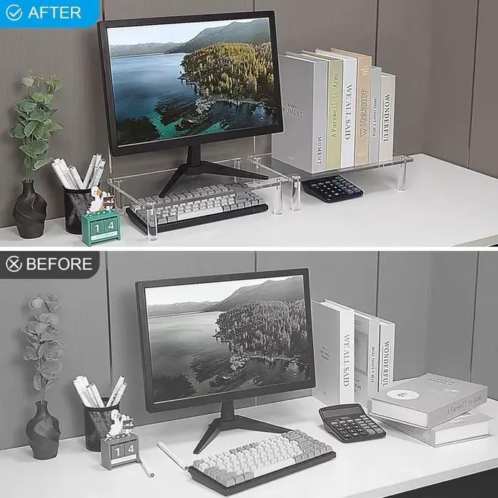Support de moniteur pour ordinateur portable avec espace de rangement pour bureau organisation efficace et dissipation thermique