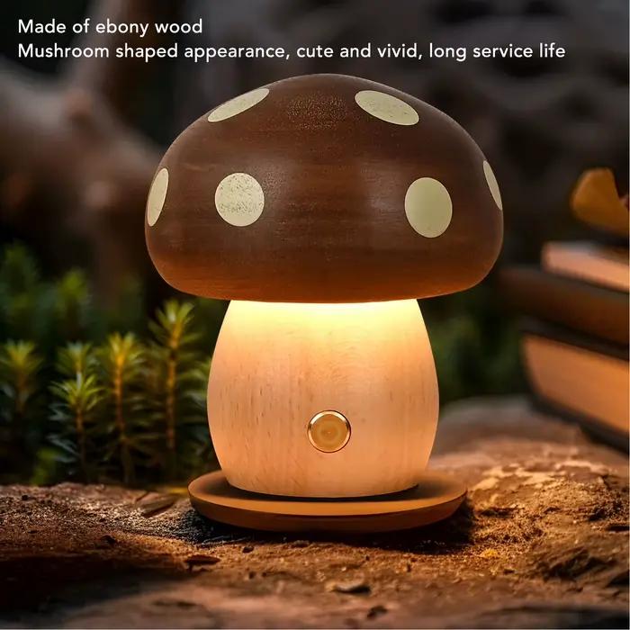 Lampe de chevet lumière chaude ébène bois LED