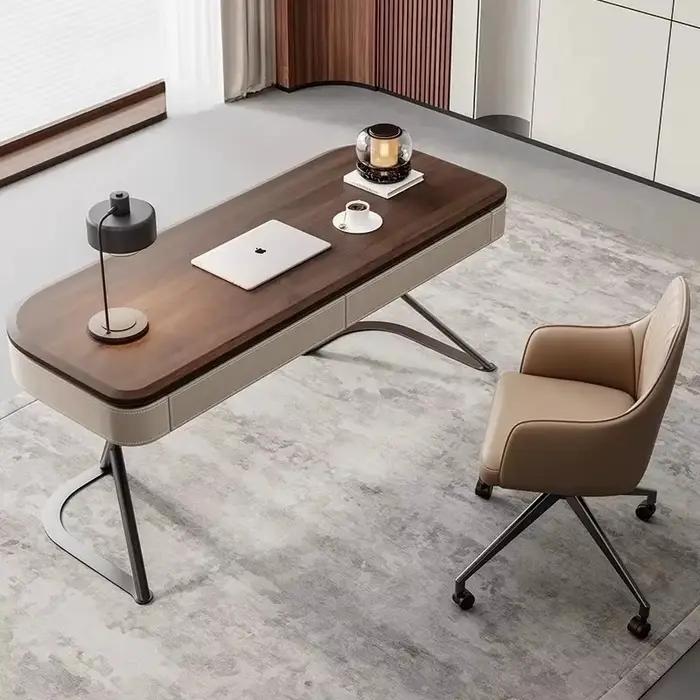 Bureaux de bureau en bois massif haut de gamme ensemble de bureau à domicile minimaliste moderne rétro placage de bois de noyer bureau d'ordinateur mobilier de bureau