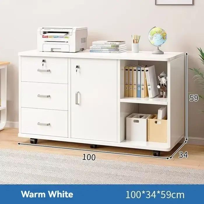 Armoire à dossiers mobile avec serrure, moderne et simple, grande capacité de rangement, armoire de bureau multifonctionnelle, armoire basse