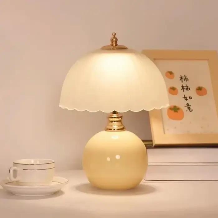 Lampe de Table Moderne en Bourgeon de Fleur avec Abat-Jour Tissé en Textile Pour Chambre à Coucher et Bureau Occasions Spéciales