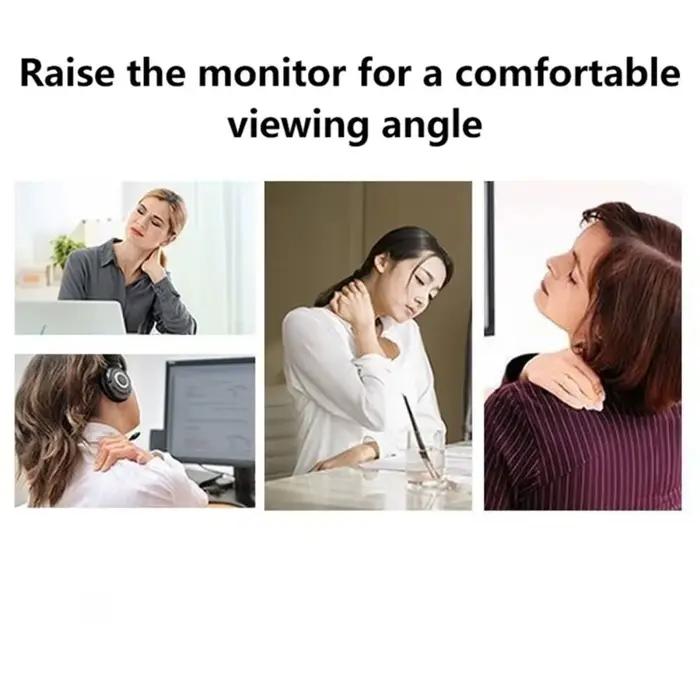 Support de rehaussement pour ordinateur de bureau avec rangement intégré, polyvalent et élégant pour améliorer la posture et l'organisation du bureau